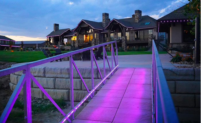 illuminated walkway to the dock